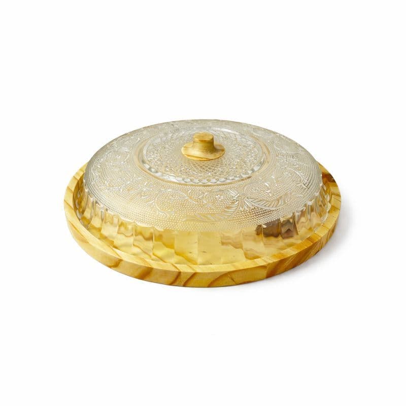Gamela Porta Pudim e Torta em Madeira Pinus com Tampa de Vidro – Artesanal Boho Chic