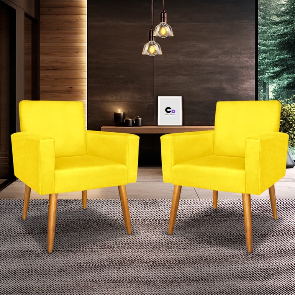 ENVIO RÁPIDO - Kit 2 Poltrona Nina Premium Decorativa Sala Quarto Tv Jogos Bar Barbearia Consultório Clinica Atendimento