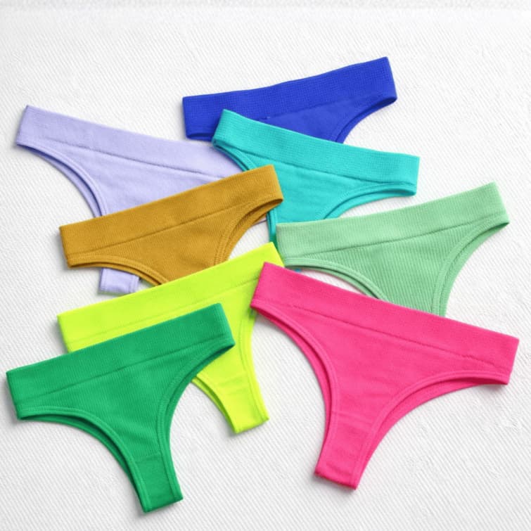 Kit Calcinha Canelada 10 Peças confortável para academia e trabalho Tanga Fio e Tradicional