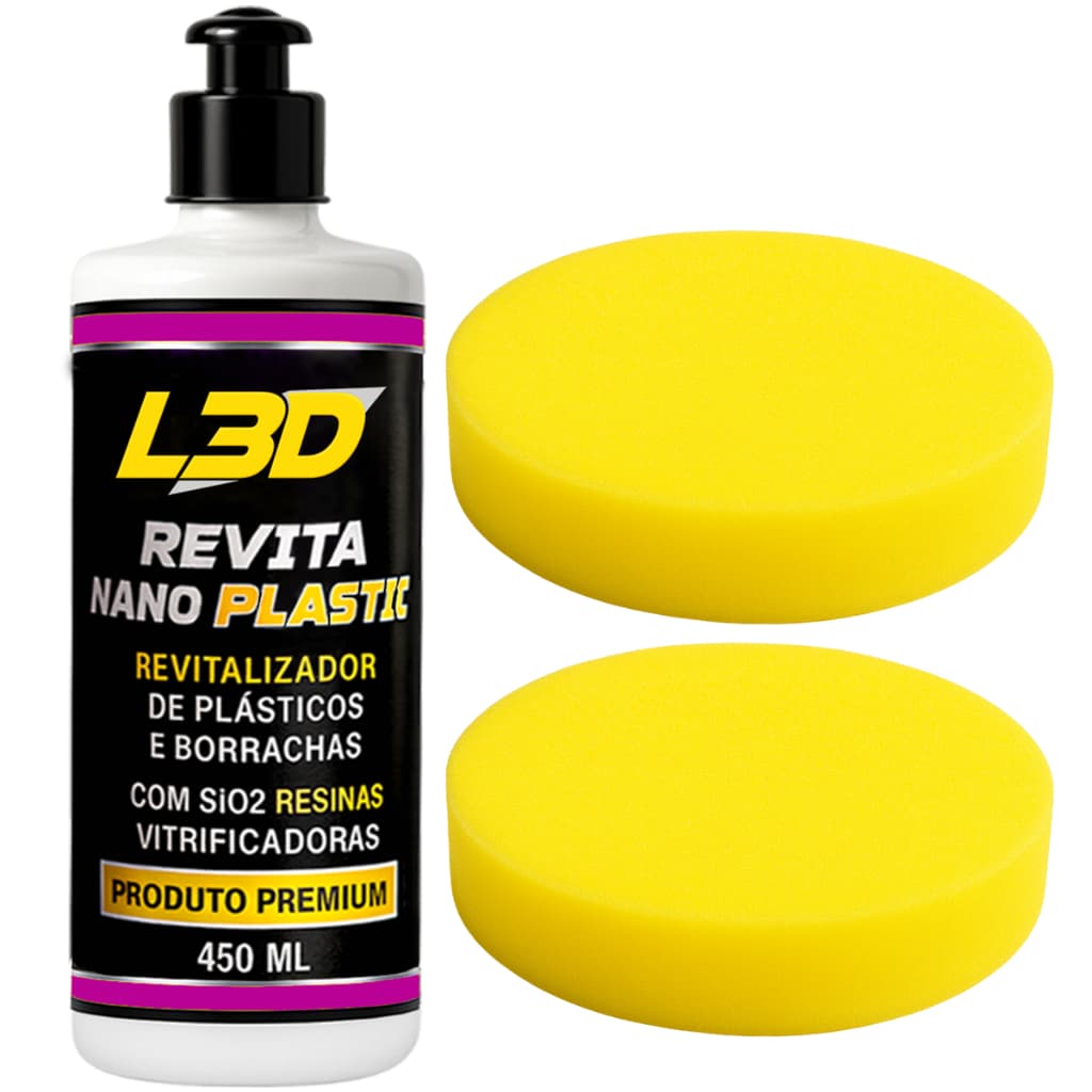 Revitalizador de Plásticos L3D 450ml + 2 Aplicadores – Acabamento Profissional