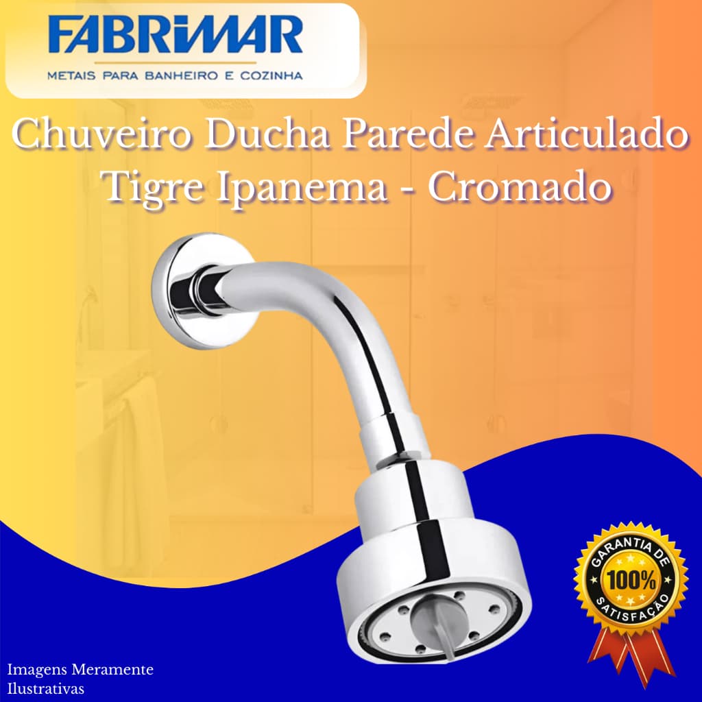 Chuveiro Ducha Parede Fabrimar Tigre Ipanema 1990 Cromado Articulado