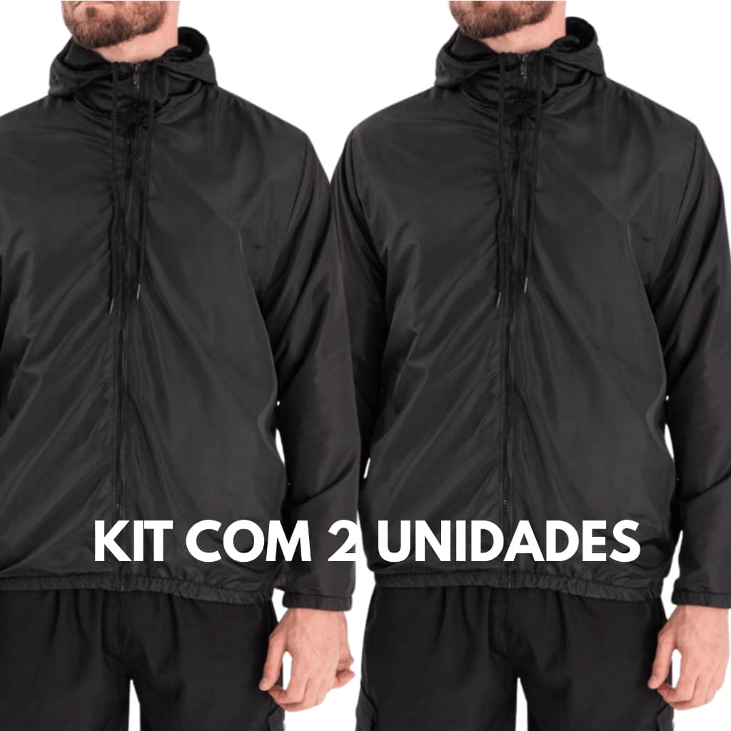 Kit 2 Corta Vento Masculino Impermeável Contra Chuva Preto