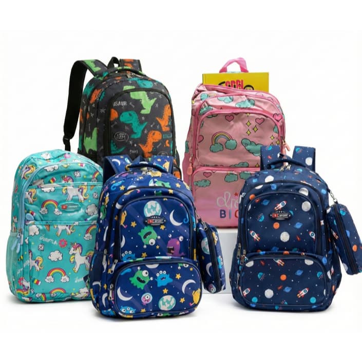 KIT Mochila Infantil Escolar Unisex menino menina Estampada  Reforçada Impermeavel