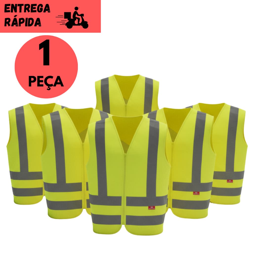 Colete Refletivo Profissional com Zíper Sem Bolso Segurança Noturna Segurança Sinalização