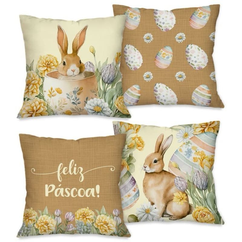 Kit Páscoa Aconchegante – 4 Capas de Almofada 45x45