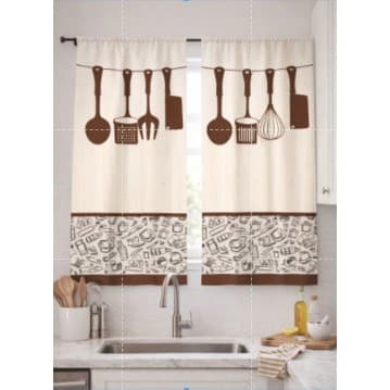 Cortina Estampada 2,10 x 1,40m Decoração Cozinha em Oxford
