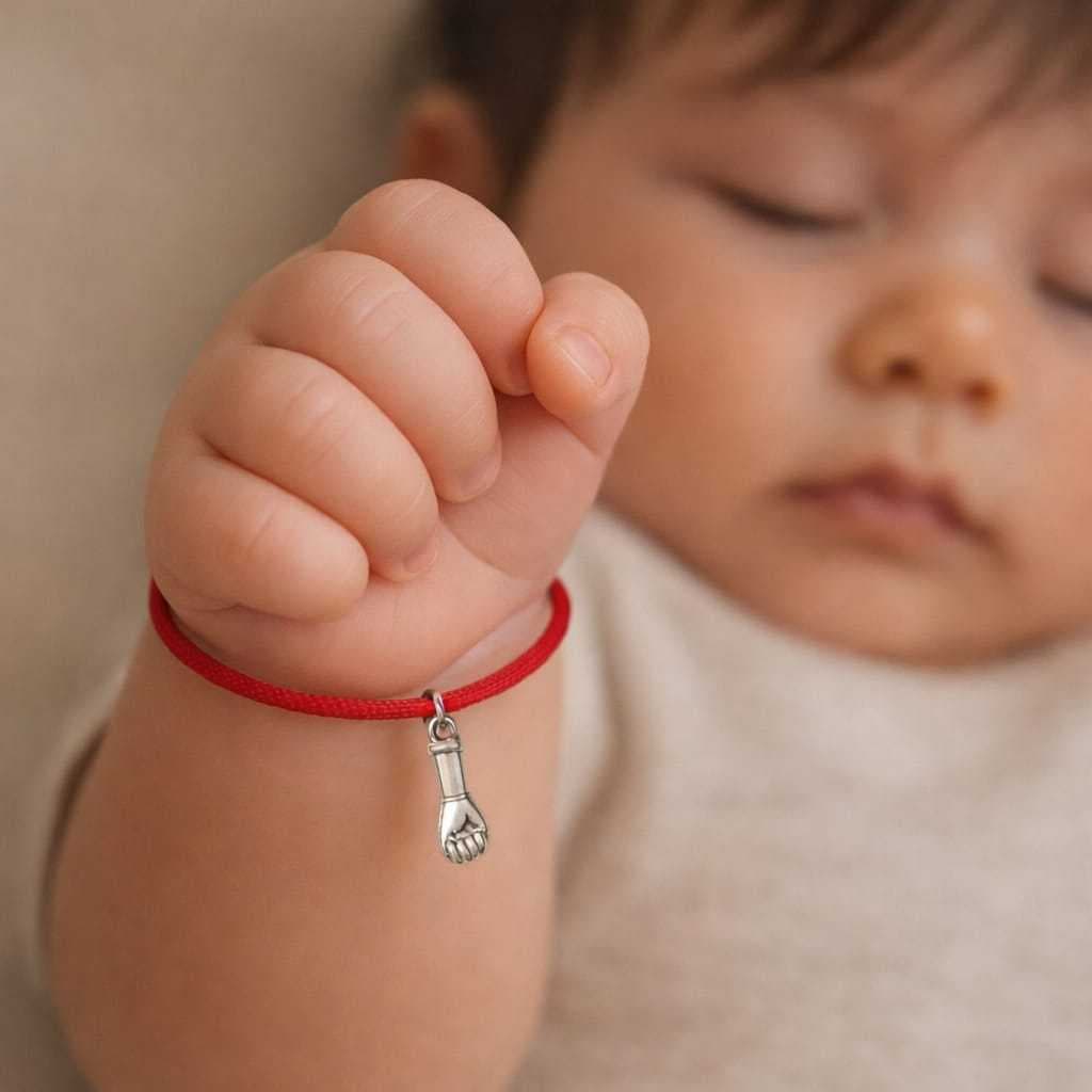Pulseira Kabbalah Baby Figa em Cetim Vermelho Ajustável