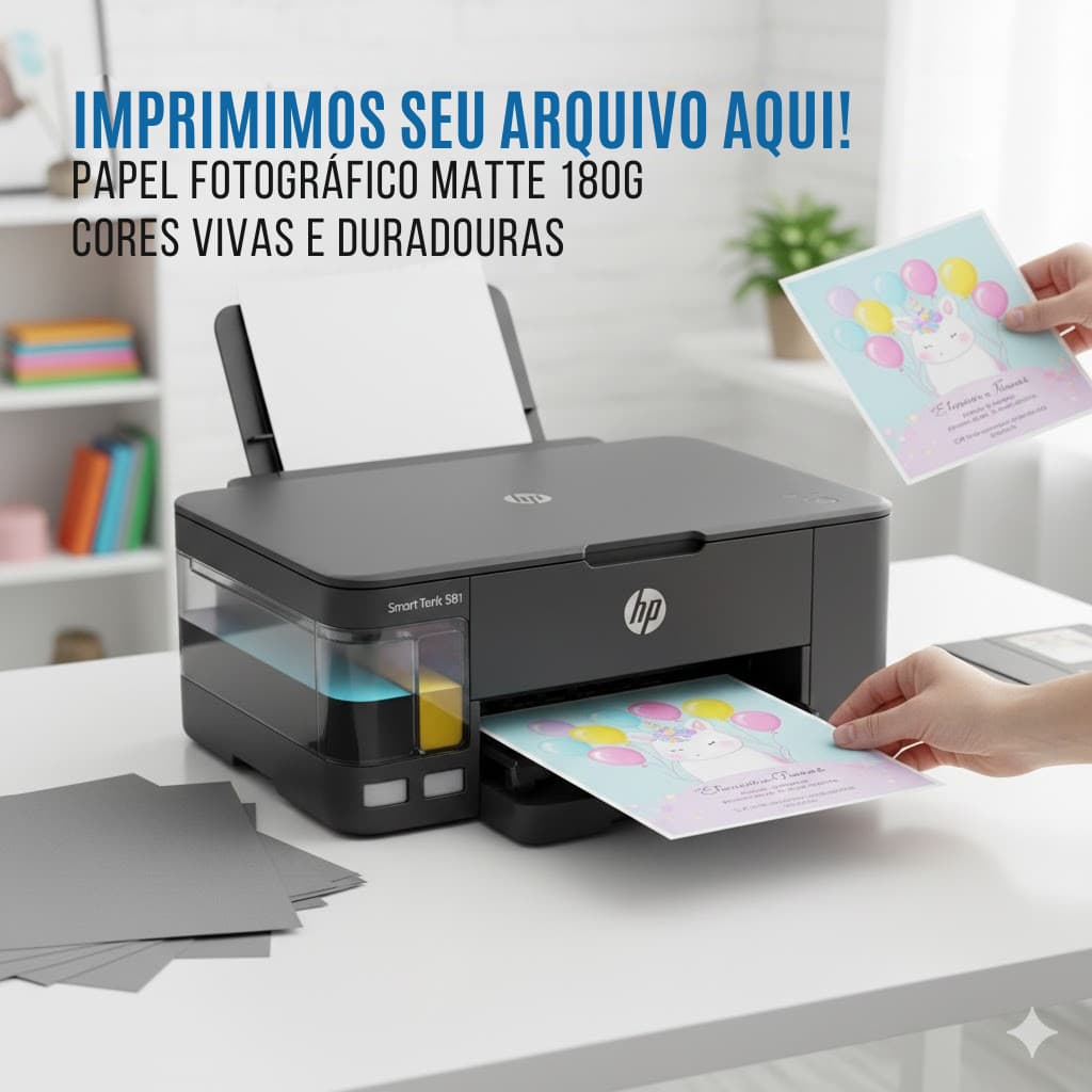 Impressão Colorida A4 Papel Matte 180g Premium - Alta Definição - Kit com 15 Folhas