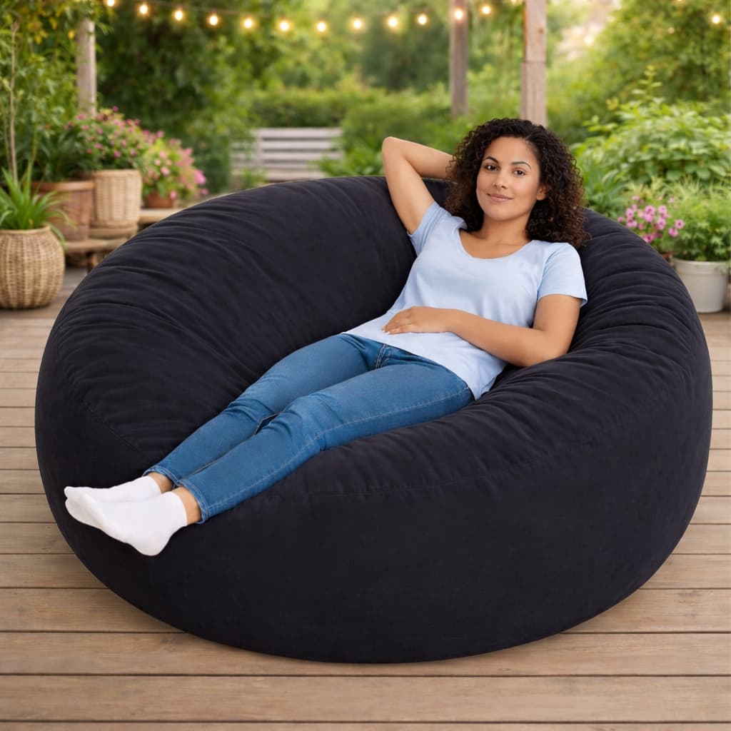 Puff Gigante Cor Preto 1 m x 20 cm  Sem Enchimento Tecido Reforçado