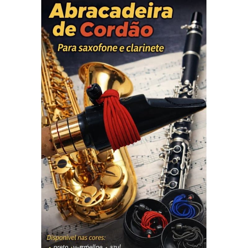 2 Abraçadeira Saxofone Alto, Tenor e Barítono em Cordão ( Boquilha de Massa)