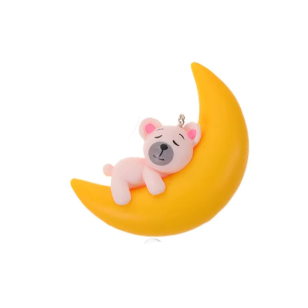 Enfeite Urso Na Lua Com Boia Flutuante P Aquário Amarelo