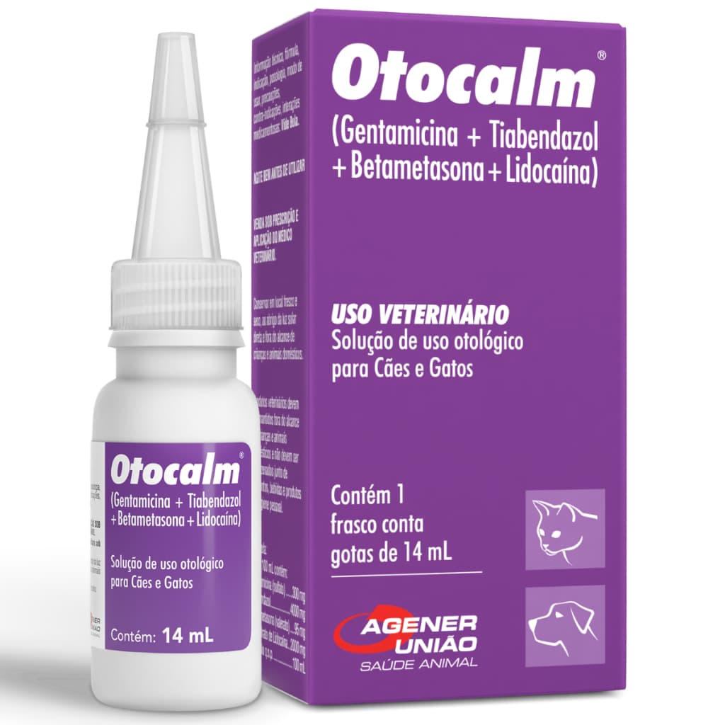 Otocalm Gotas 14ml Para Cães gatos Agener Solução Otologica