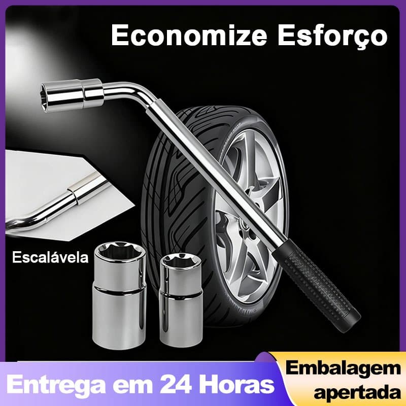 Chave de Roda 4 em 1 Ajustável Alongável 17/19/21/23mm Para Pneus