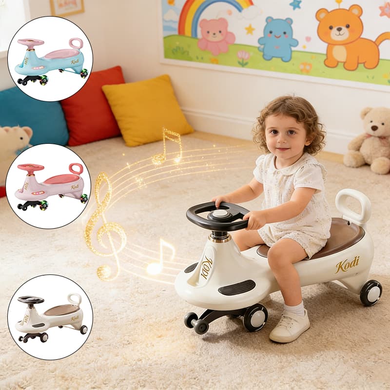 Carrinho De Rolimã volante Passeio Infantil Com Led Suporta 100kg Que Gira Menino Menina Andador música Bluetooth P23