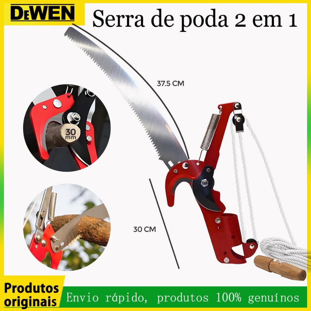 DeWEN Serrote Podador De Galhos Altos 2em1 Poda E Serra Galhos Profissional
