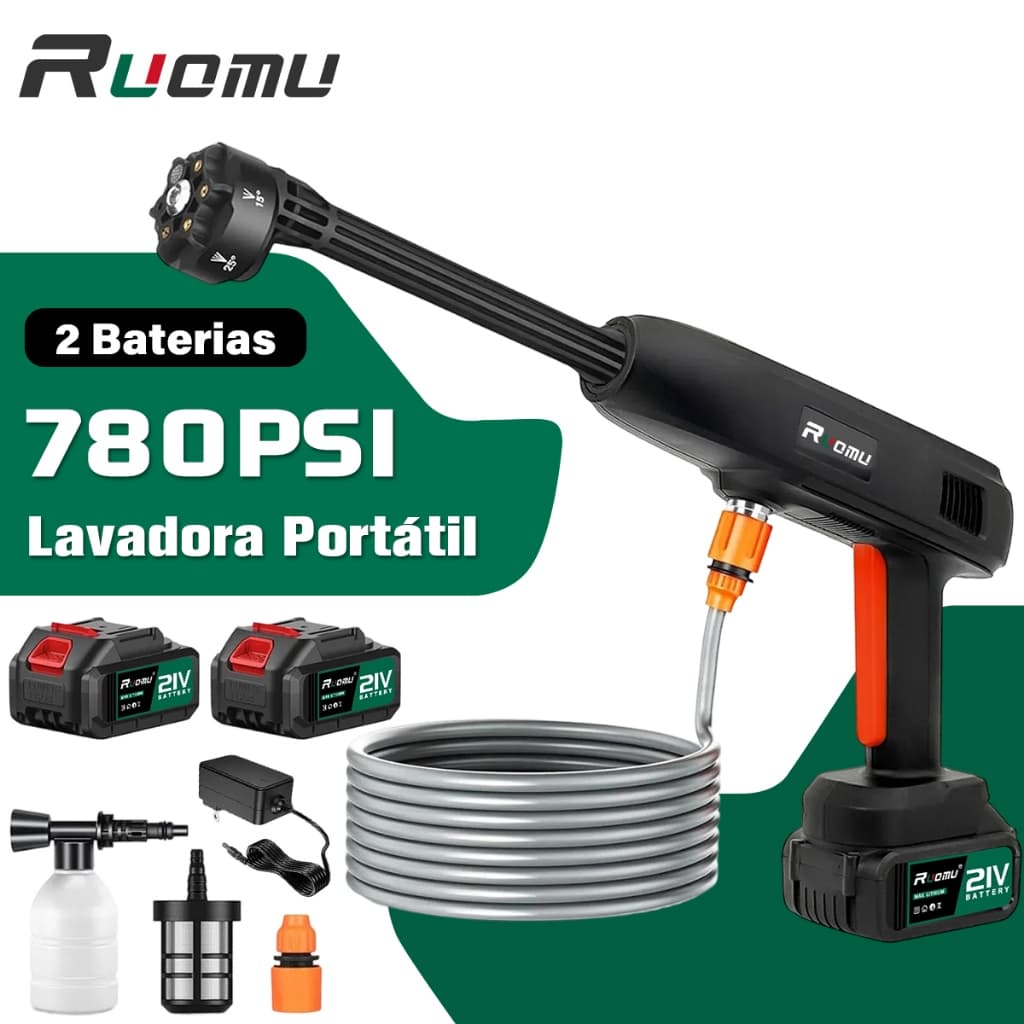 Lavadora Alta Pressão Portátil 550W Lavadora Profissional Sem Fio Recarregável a Bateria