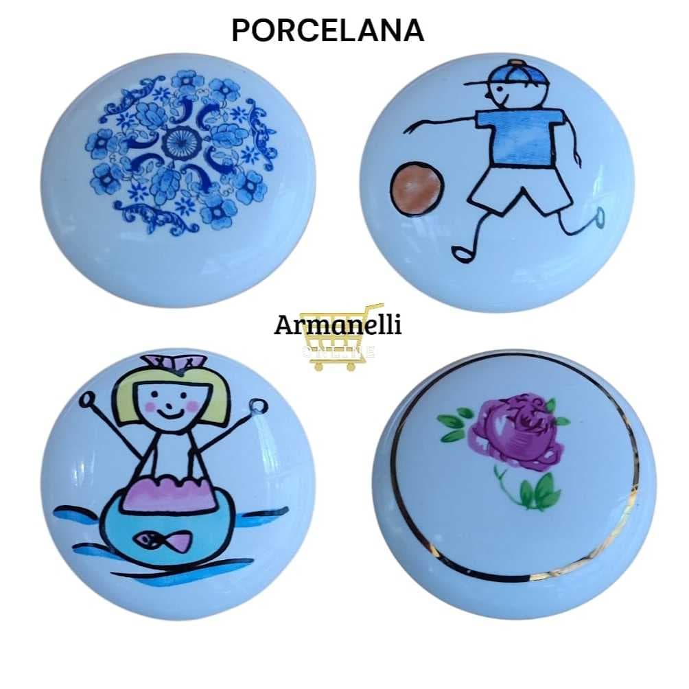 Kit 02 Puxador Porcelana Estampado Retro Vintage Provençal 40mm