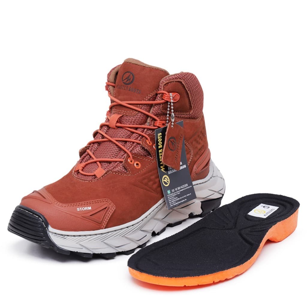 Tênis Bota Storm Couro Trilha Adventure Resistente Palmilha Gel MasterBoots
