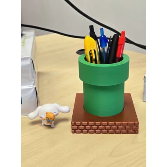 Porta Caneta Cano Super Mario Bros 3D | Organizador Geek Gamer Mesa | Impressão 3D PLA Resistente