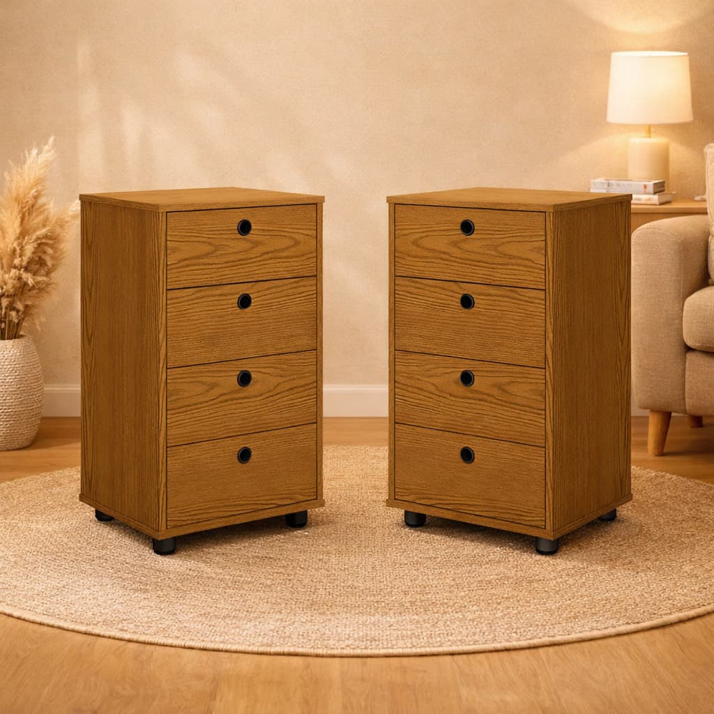 +Kit Com 2 Mesas de Cabeceira Classic Decoração Quarto Casal Com 4 Gavetas Cores Diversas - G2
