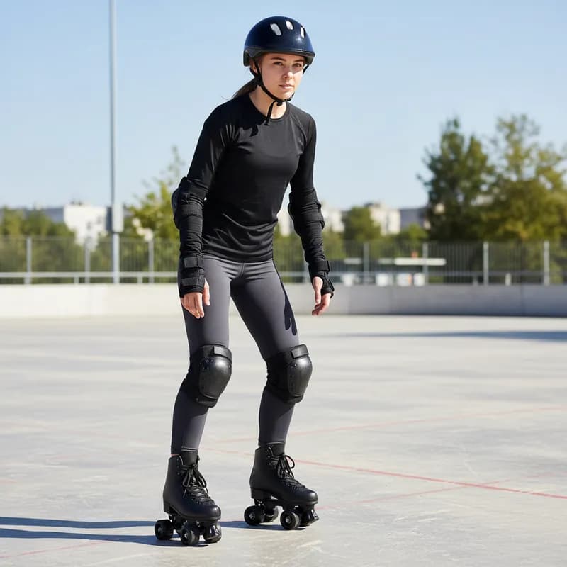 Kit Patins Roller Clássico Importway Preto + Capacete e Proteções | Couro Sintético, Freio Frontal, Inmetro