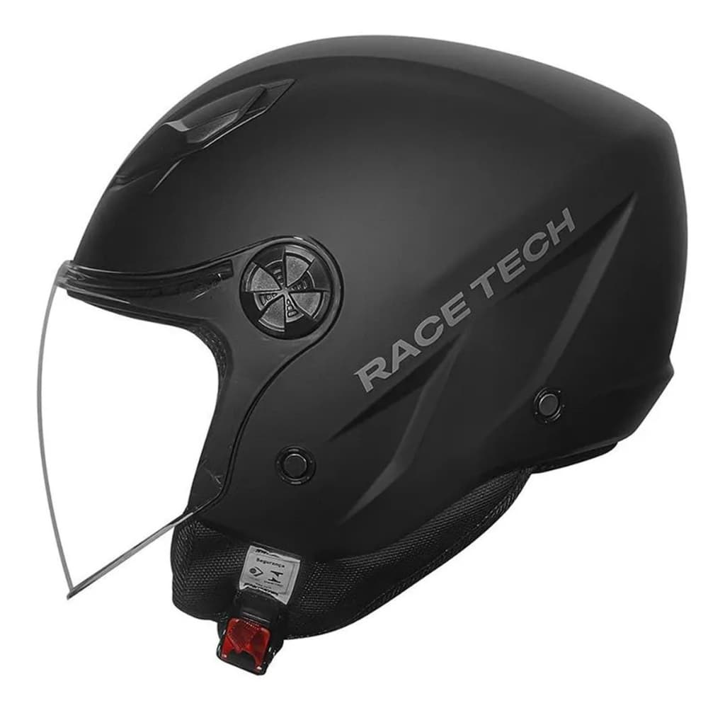 Capacete Race Tech Play Monocolor Preto Fosco Aberto Coquinho Leve Urbano Novo