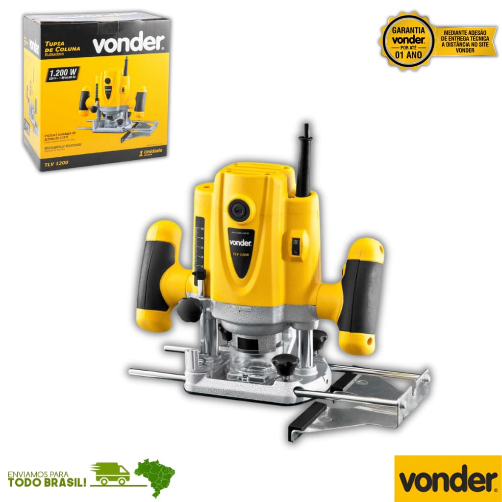 Tupia de Coluna Vonder TLV1200 1200W 220V Para Corte e Acabamento em Madeira