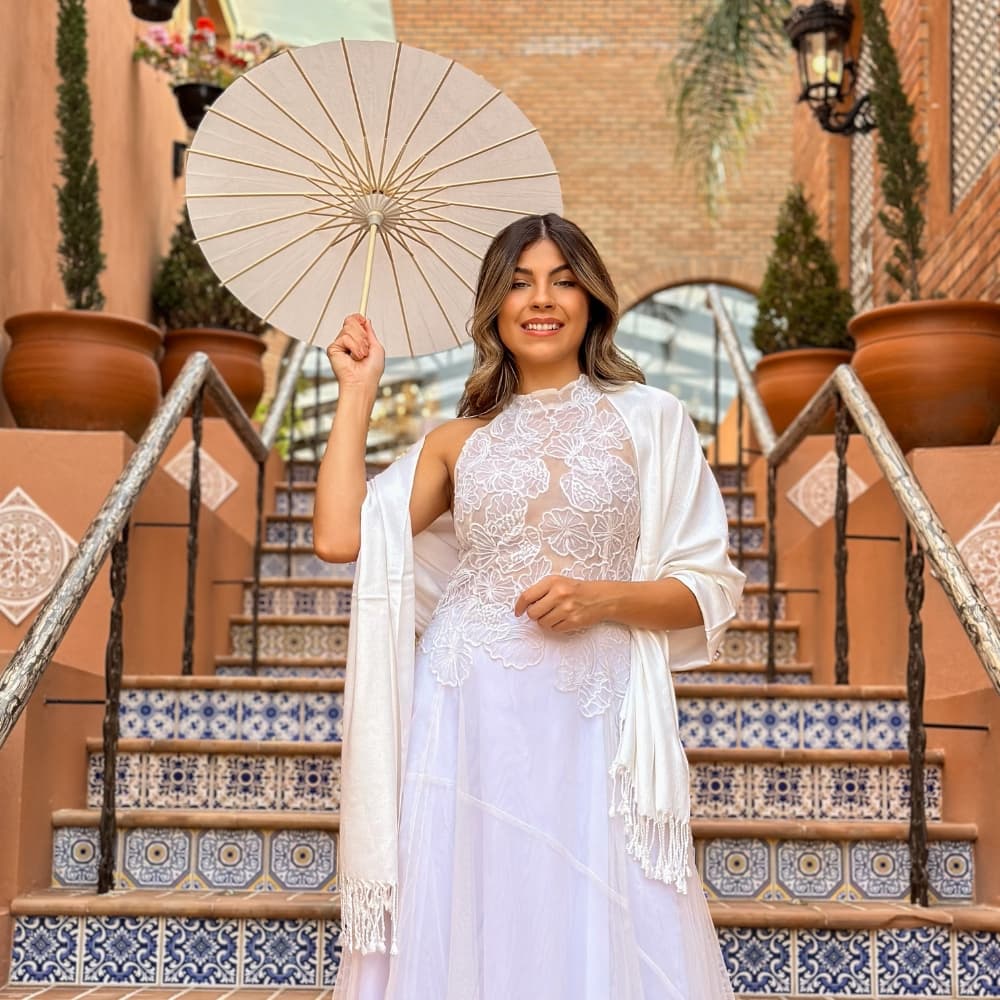 Sombrinha Oriental Artesanal Japonesa Seda e Bambu para Casamento Eventos Luxo Decoração