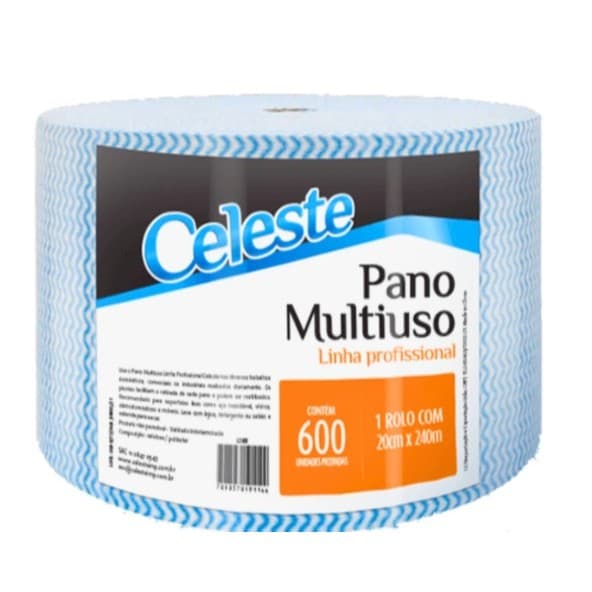 Bobina de Pano Multiuso 600 Unidades 20x40cm Uso Profissional Celeste Perfex