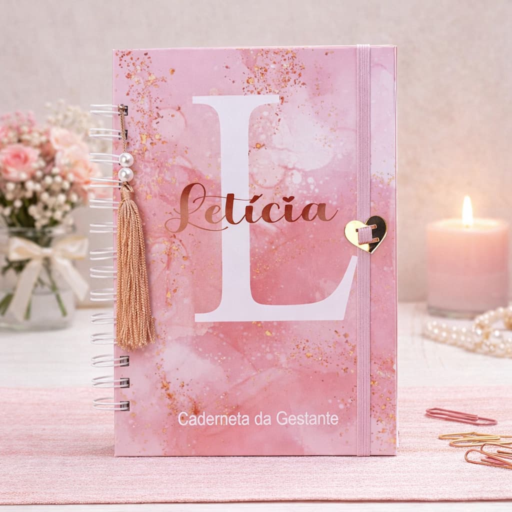Caderneta da Gestante Personalizada – Capa Dura - Caderneta da Gestante Letras-Capa Dura-Atualizada do SUS-Presente para