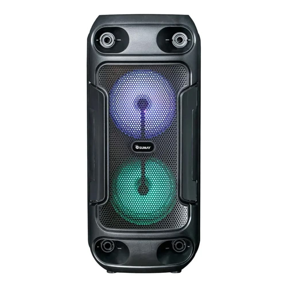 Caixa de Som Portátil Sumay Slim Black 80W Bluetooth TWS USB
