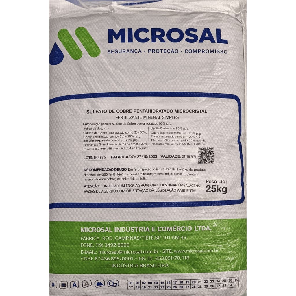 Sulfato De Cobre Pentahidratado - Alta Performance -saco 25kg