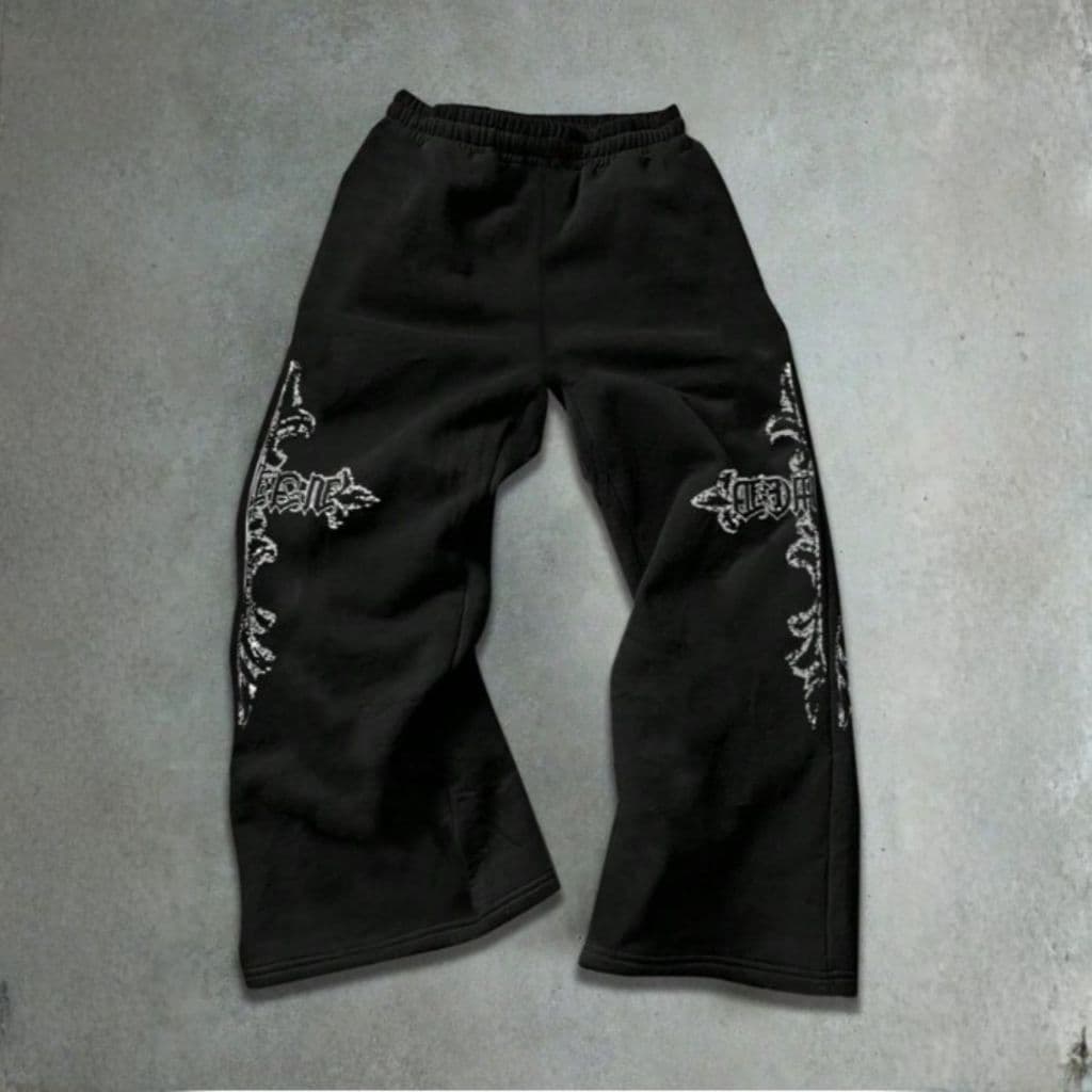 Calça Despojada Moletom Confortável Estilo Wide Baggy Lançamento Urbano