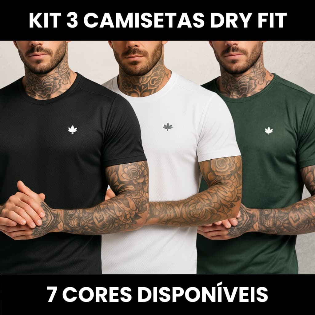 Kit 3 Camiseta Masculina Dry Fit Treino Academia Não Transpira