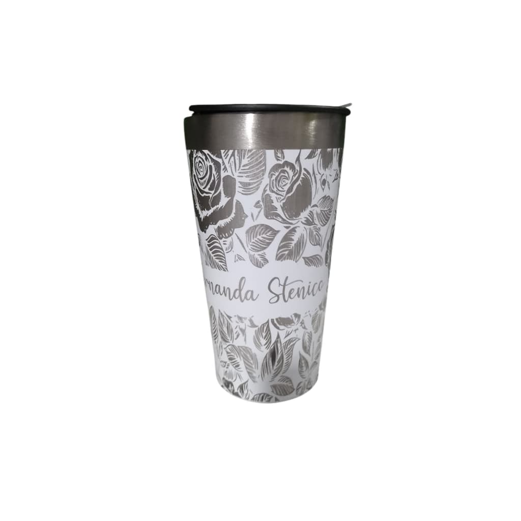 Copo Térmico Personalizado com Arte Floral e Nome