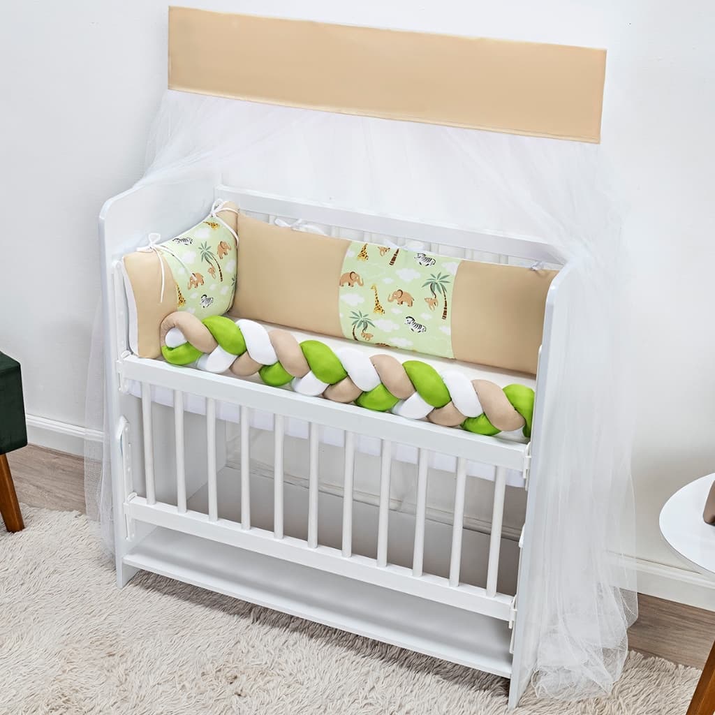 Kit Mini Berço Fofuxo Trança Estampado Variações Menino Menina 6Pcs