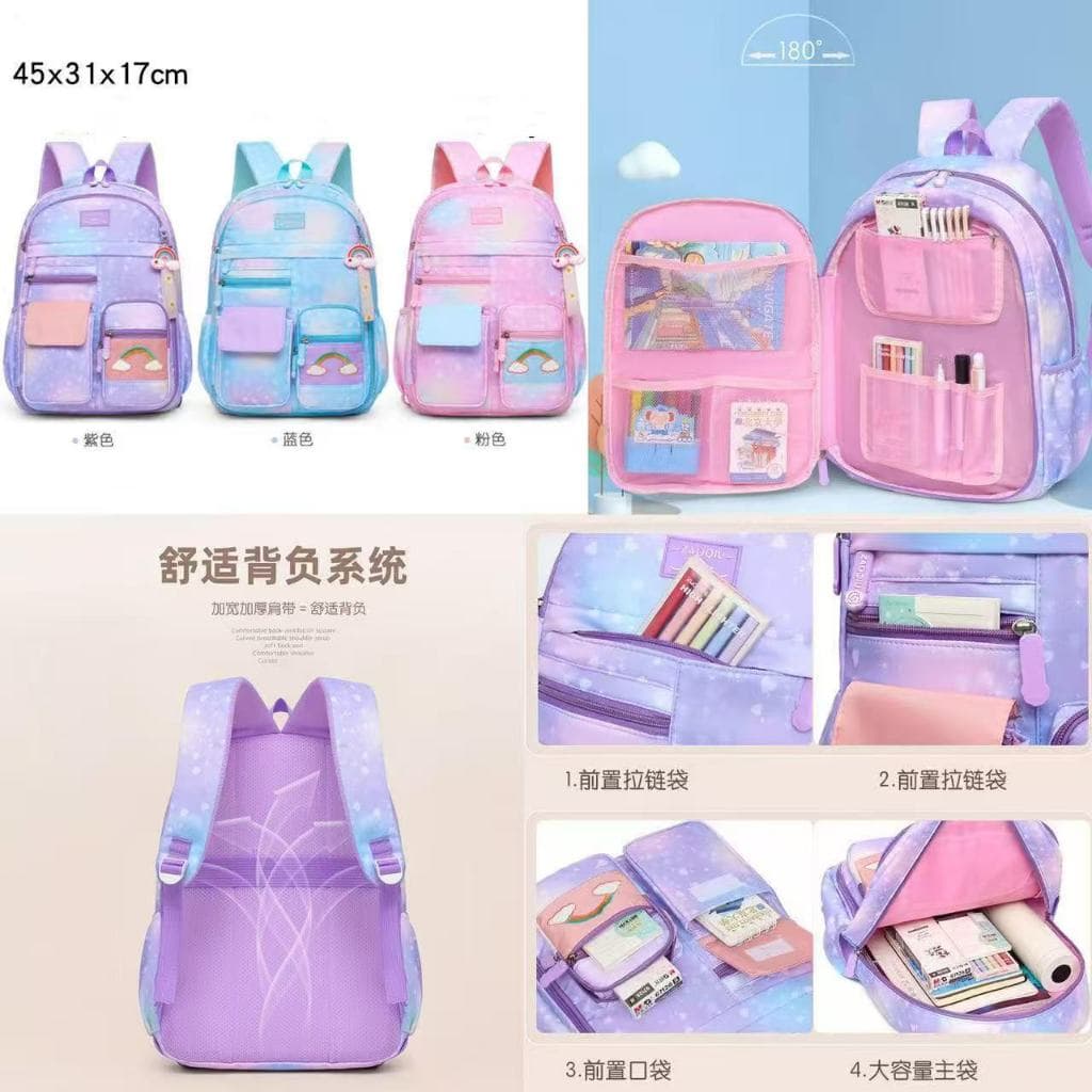 Mochila escolar de grande capacidade para meninas do ensino fundamental.