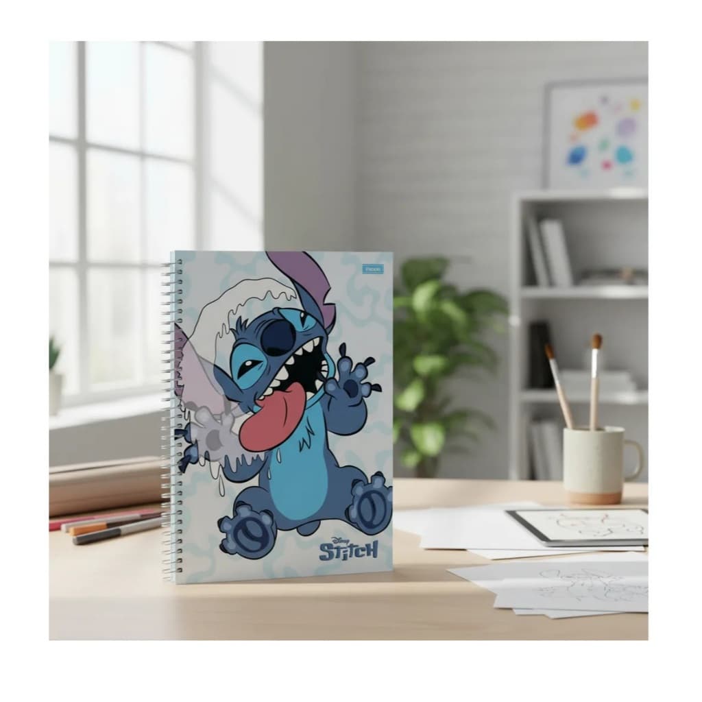 Caderno Capa Dura Stitch 1 Matéria 80fls Foroni - Sortido