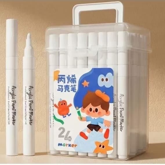 Kit 24 Canetas Marcador Tinta Acrílica Permanente - Pinta Caneca, Vidro, Madeira e Plástico