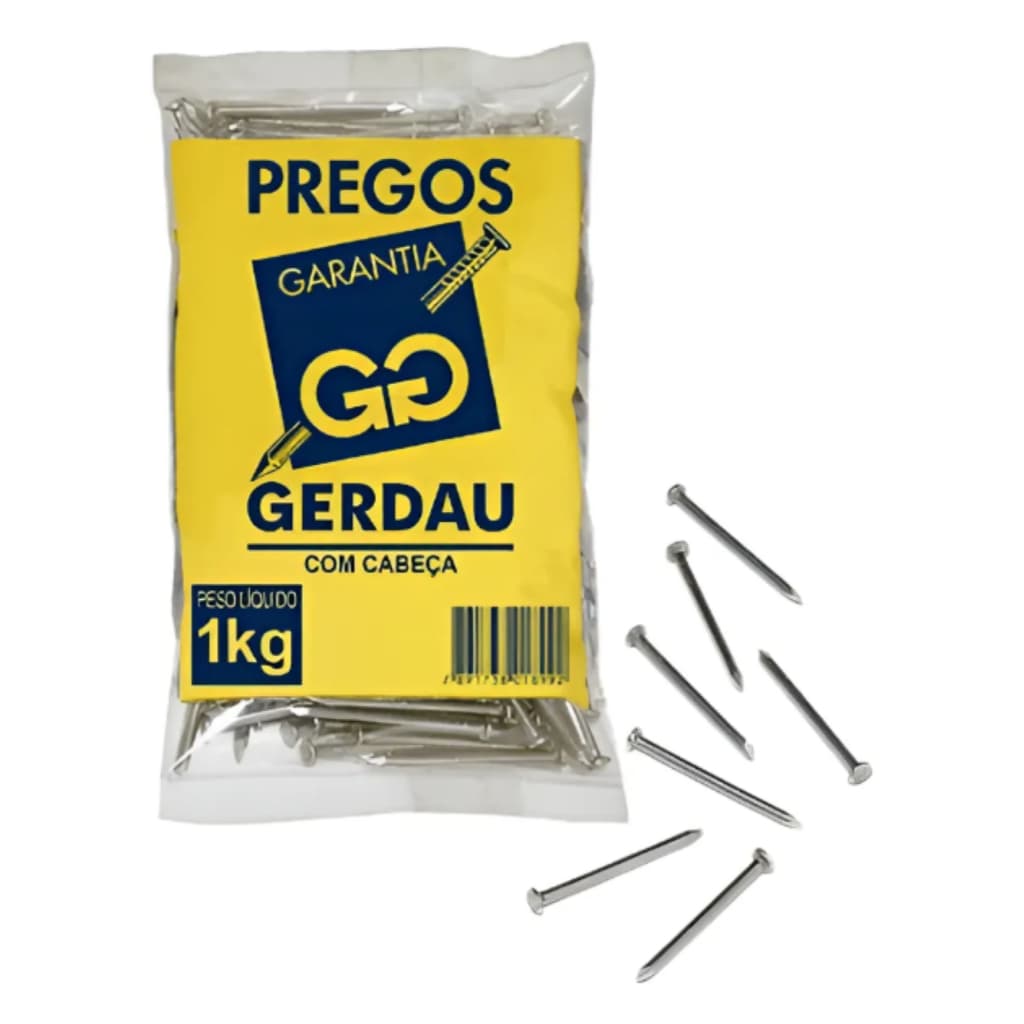 Prego 1kg Gerdau 18x27 Reforçado Alta Resistência Construção Madeira Obra