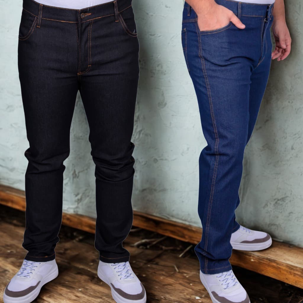 Kit 2 Unidade Calça Jeans Masculina com Elastano Plus Size 36 ao 56