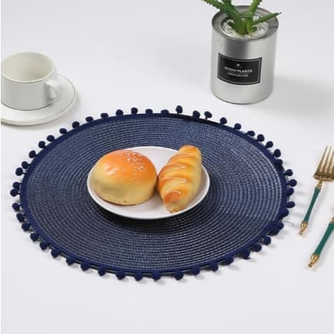 Toalhas de mesa individuais redondas de renda de 38 cm, base para copos para mesa de jantar,  LMJF-5