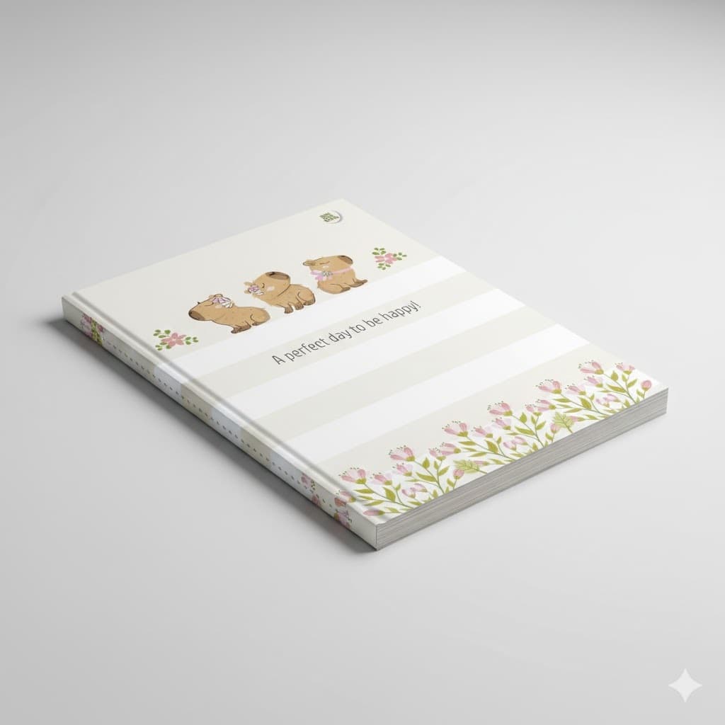 Caderno Costurado 160 Folhas Capa Ilustrada Capivara Papel Resistente Para Estudos Anotações