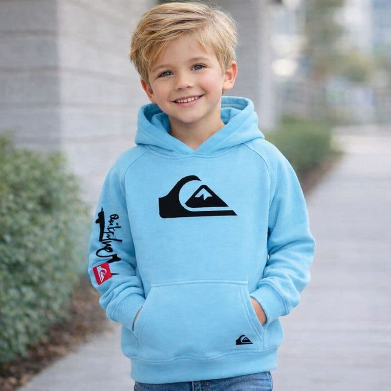 Moletom Canguru Infantil Com Capuz e Bolso Alta Qualidade Estampa Quiksilver
