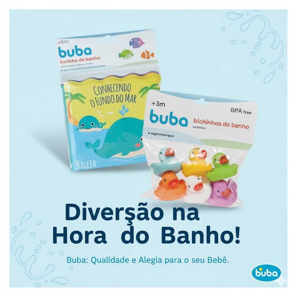 Kit Diversão no Banho Buba – Livrinho + Patinhos + Tartaruga