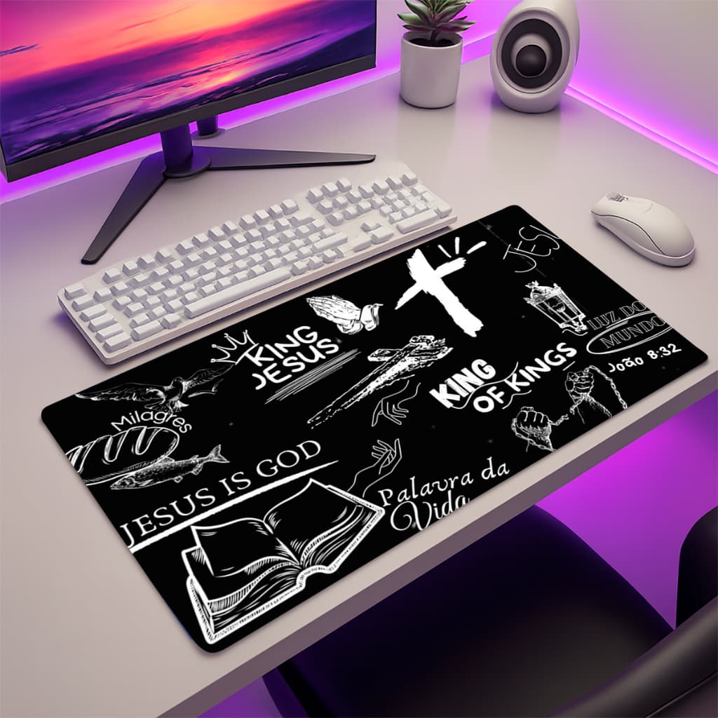 Mouse Pad Grande Gamer Personalizado com Apoio de Pulso Ergonômico Confortável e Paisagens Durável