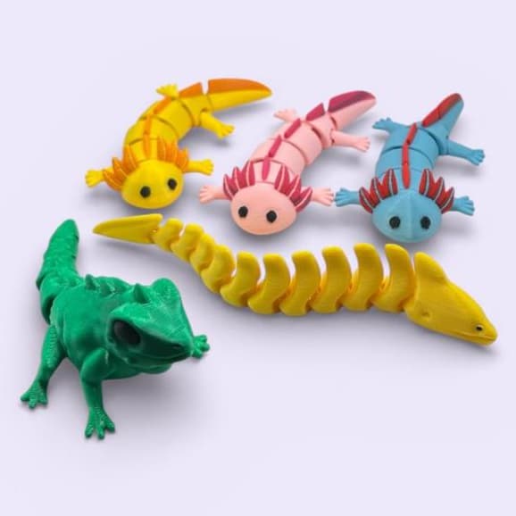 Articulados Axolote - Iguana - Enguia Moréia  - Golfinho - Tubarão – Seu Novo Amiguinho Divertido!