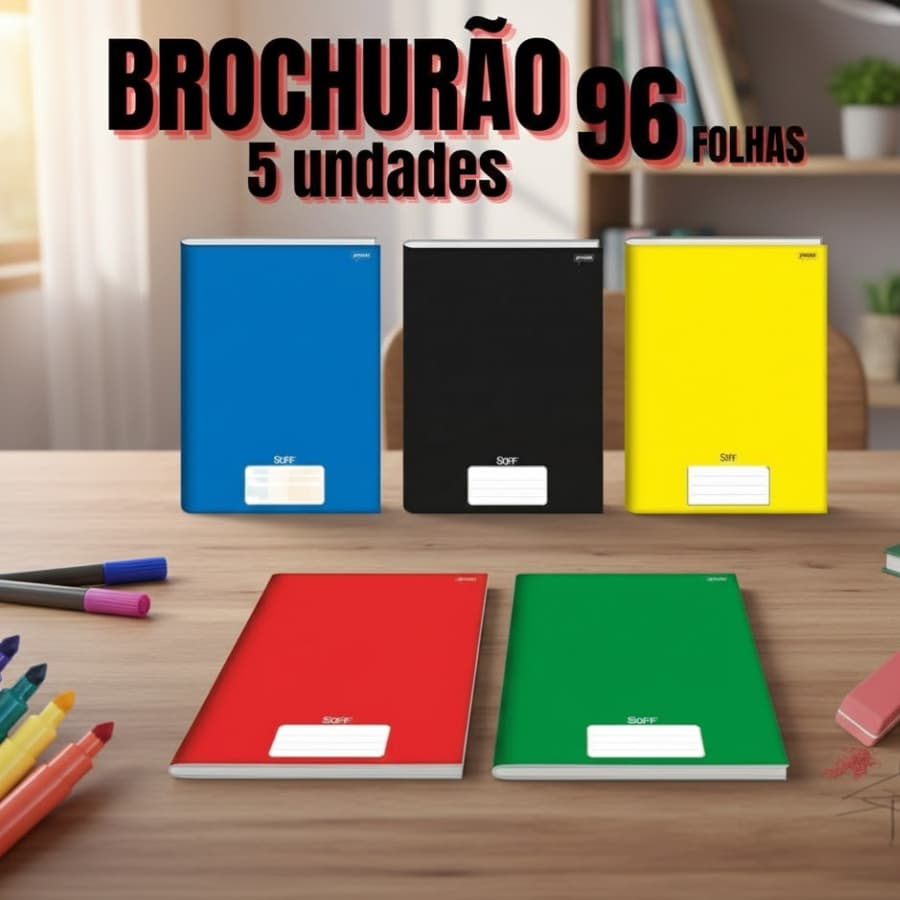 Caderno Brochura 96 Folhas Capa Dura Grande  96 Folhas 1 Matéria 200mm x 275mm