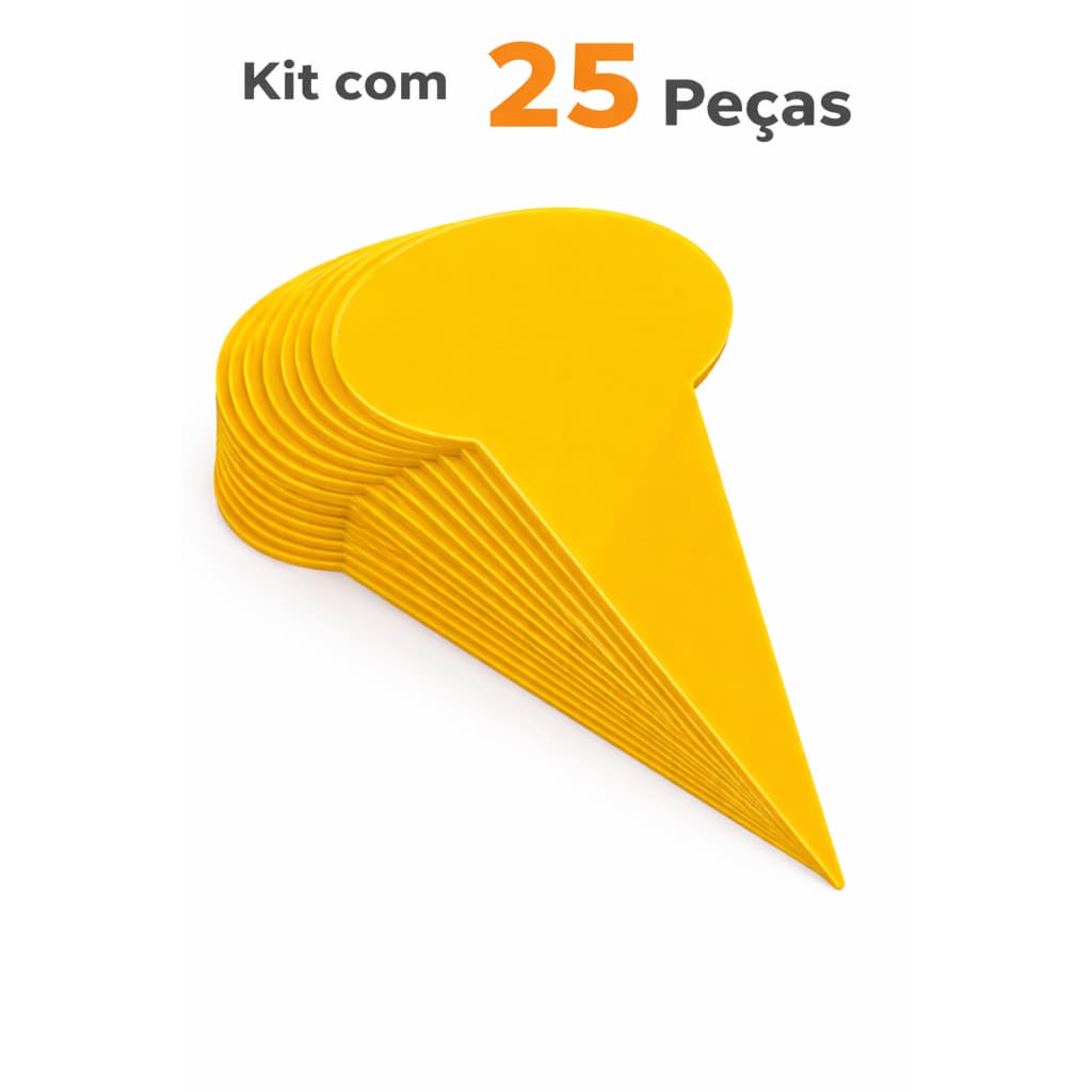 Kit 25 Placas Sabor Sorvete Acrílico Amarelo 13x8cm