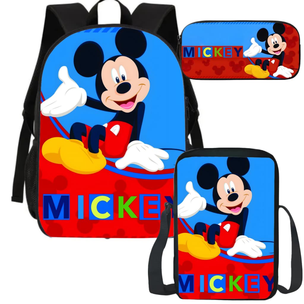 Material Escolar Mochila Estojo Lancheira Mickey Mouse